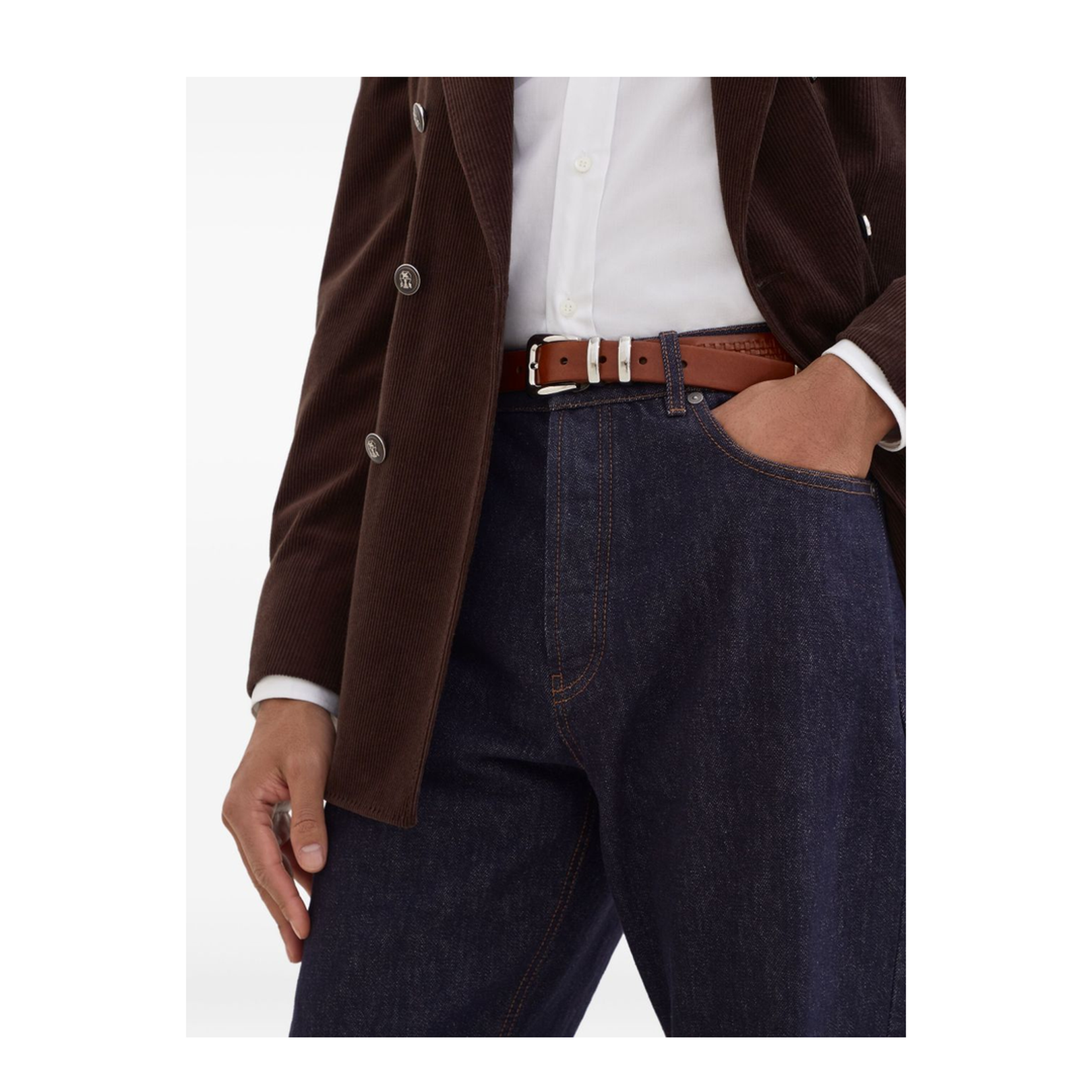 Iconic Fit Five-Pocket Trousers in Dark Denim