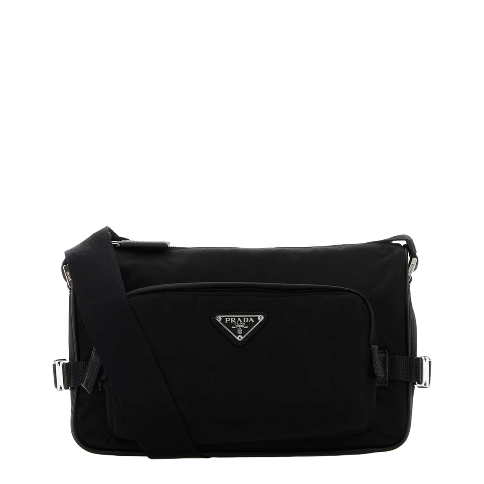 Black Medium Re-Nylon and Saffiano Leather Shoulder Bag