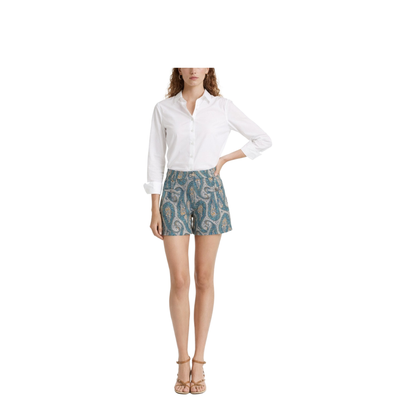 Printed Denim Shorts