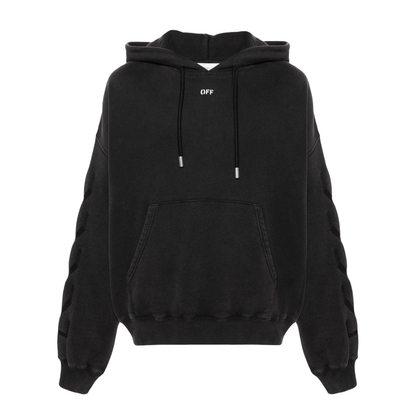 Black Cotton Jersey Logo Hoodie
