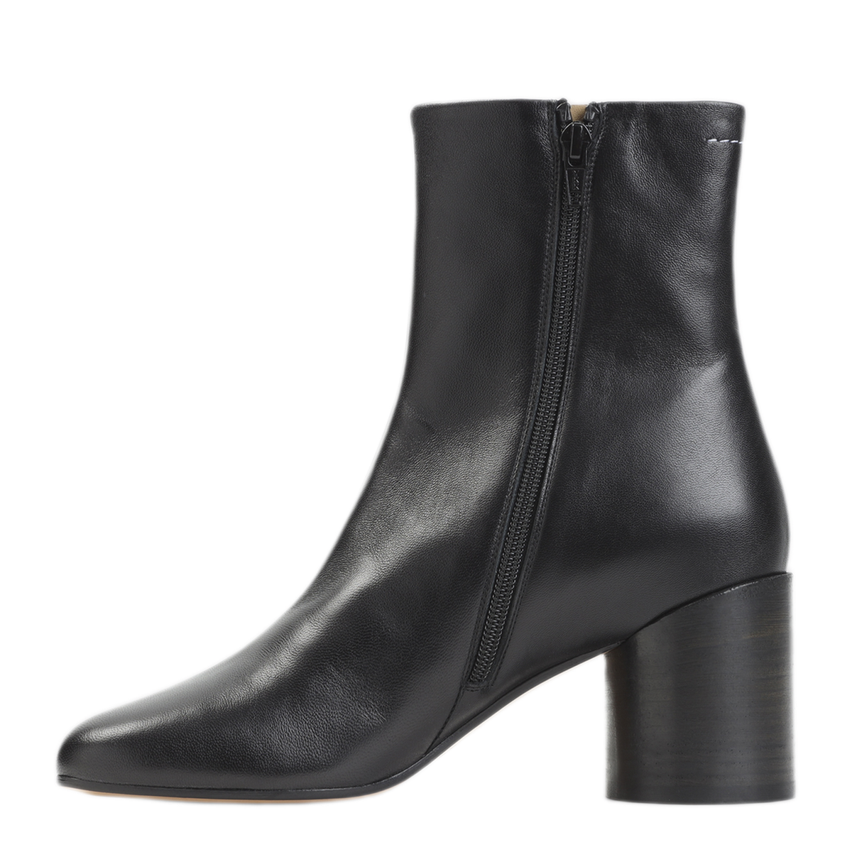 Black Leather Zipped Ankle Boots