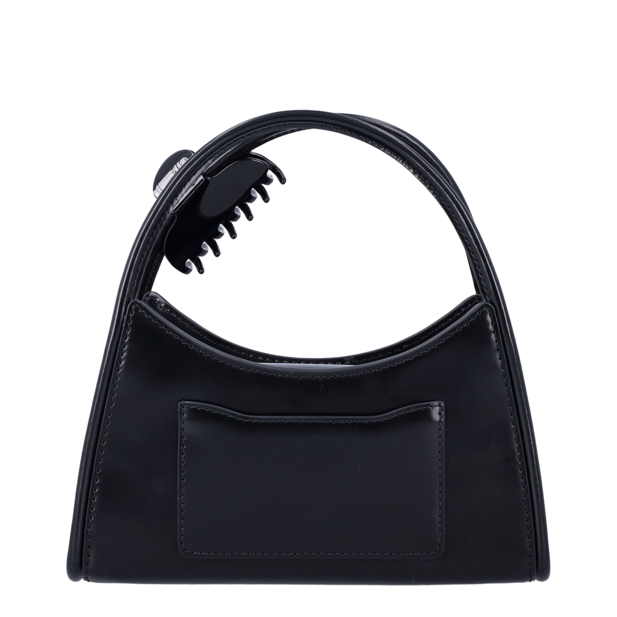 Glam Claw Clip Crossbody Bag Leather Black