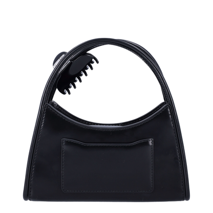 Glam Claw Clip Crossbody Bag Leather Black