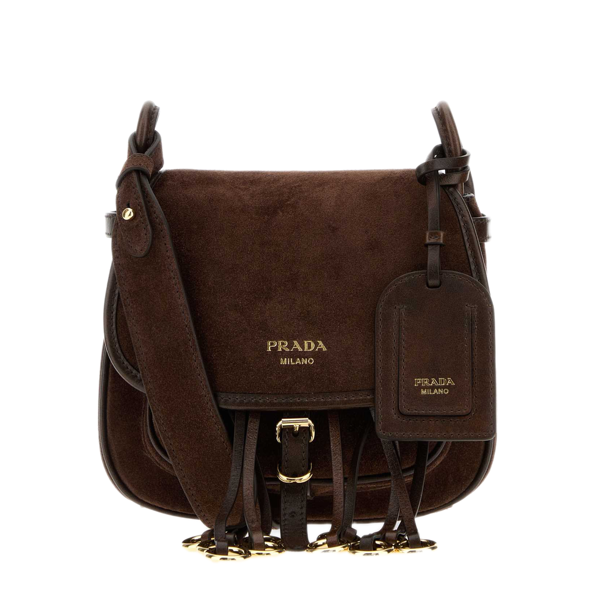 MAYFEYR - Prada - Brown Suede Corsaire Crossbody Bag - 1BD412VOOU2C4SF0003