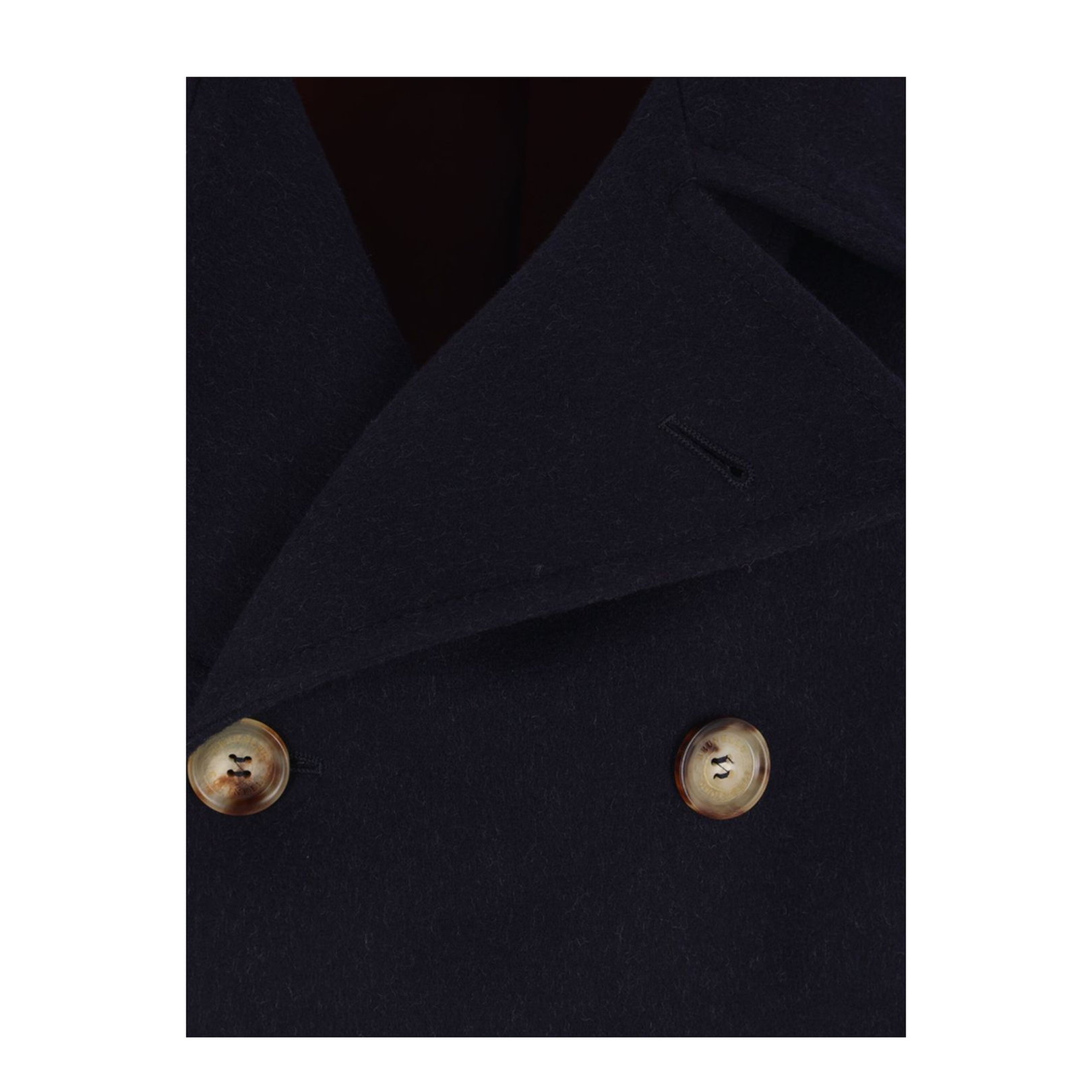 Double-Breasted Navy Blue Wool Coat