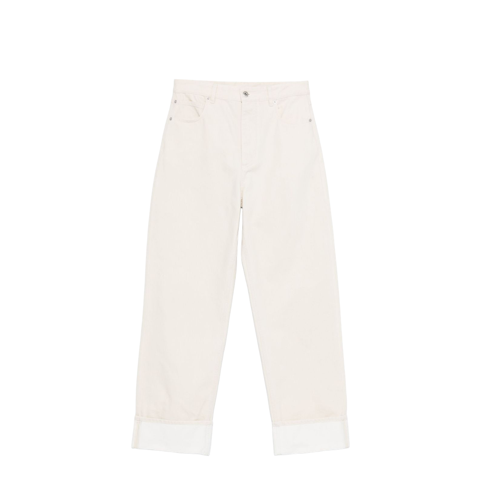 Colored Turned Up Jeans in Pale Meringue