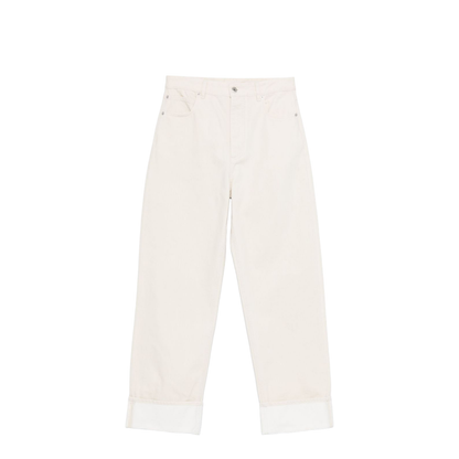 Colored Turned Up Jeans in Pale Meringue