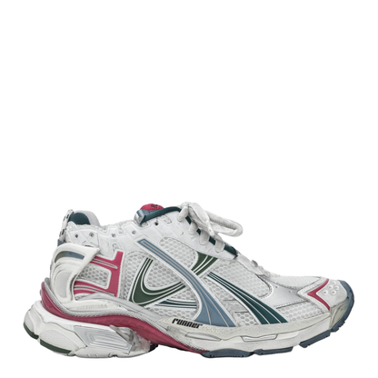 Runner Sneaker in White/Dark Green/Blue/Pink
