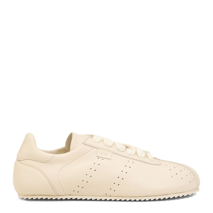 Ivory White Smooth Leather Low Top Step Sneakers