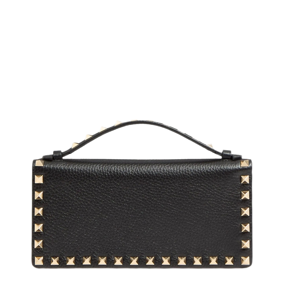 Black Rockstud Leather Wallet With Chain