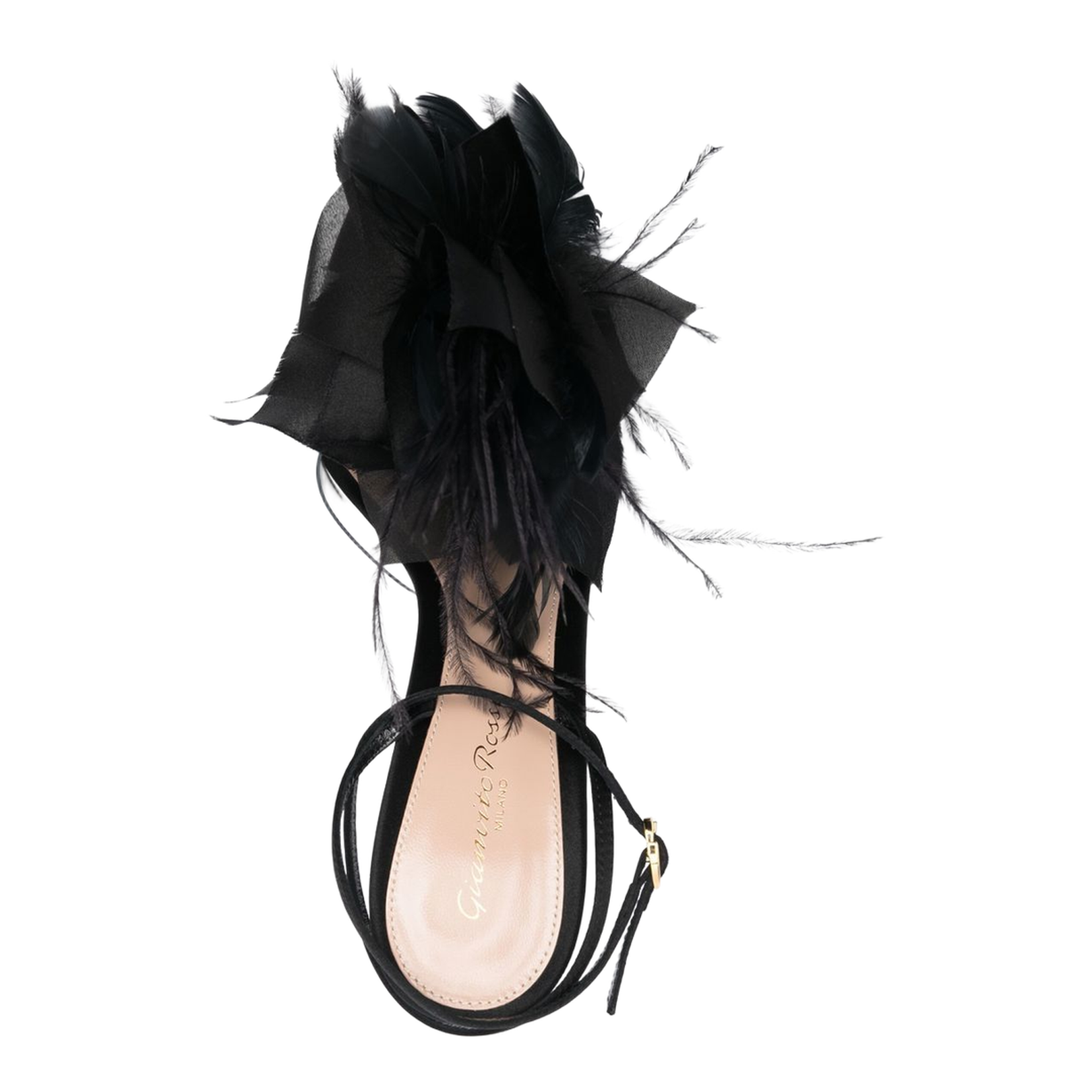 Feather-Embellished High Heel Sandals