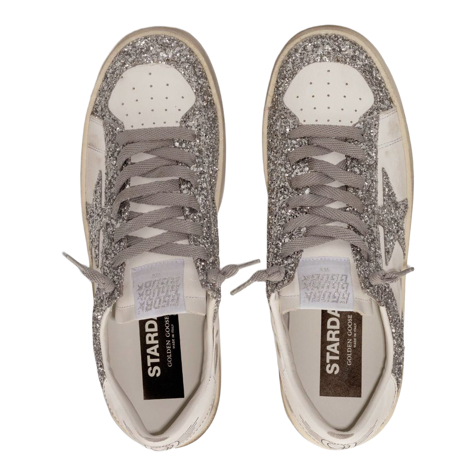 Stardan Sneakers in White and Silver Glitter