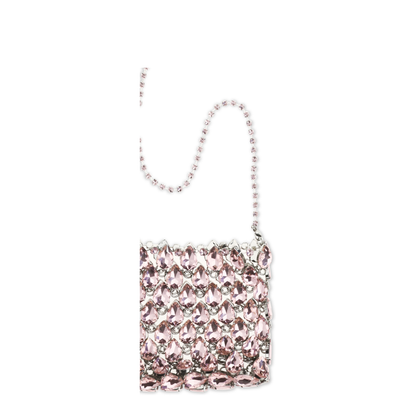 Mini Bag In Metallic Knit With Crystals