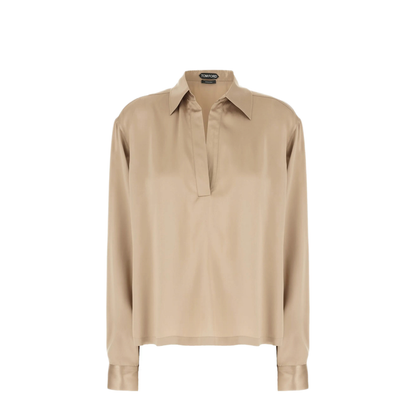 Peach-Feel Silk Satin Polo