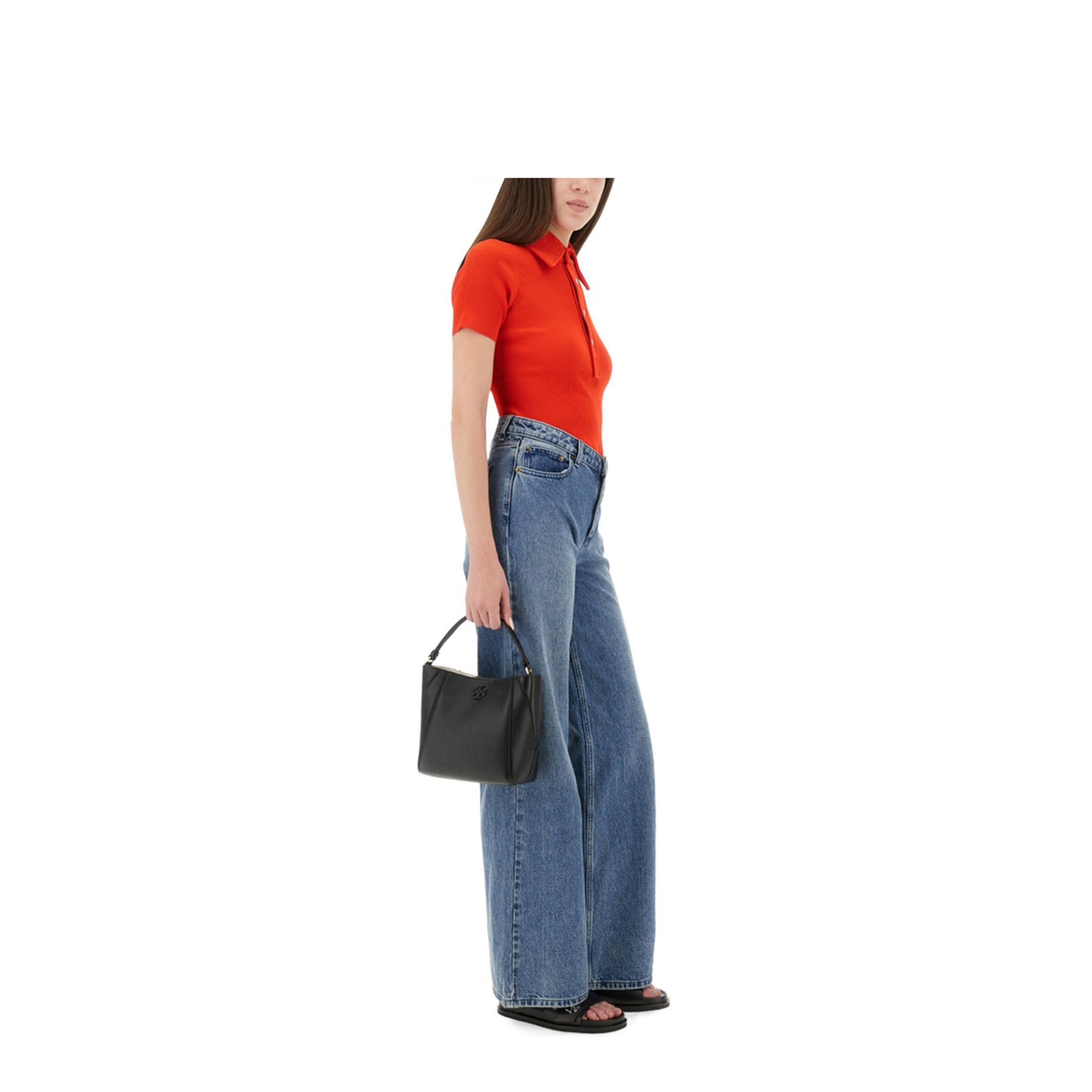 Coral Red Viscose Blend Polo Shirt