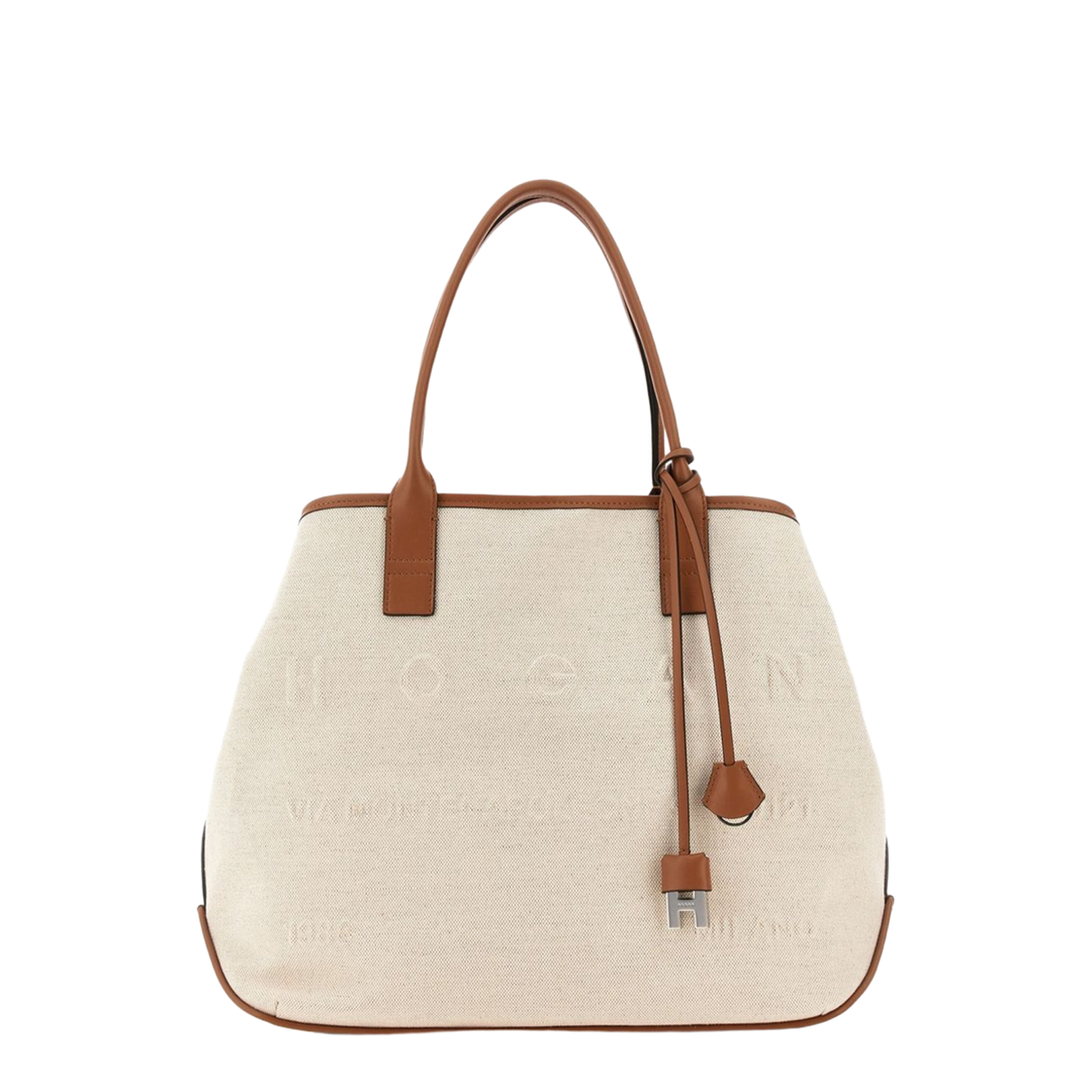 Script Shopping Bag Medium Ivory Brown