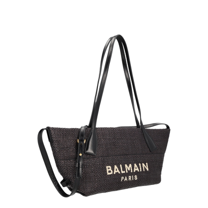 Small Track Tote Bag Raffia Black