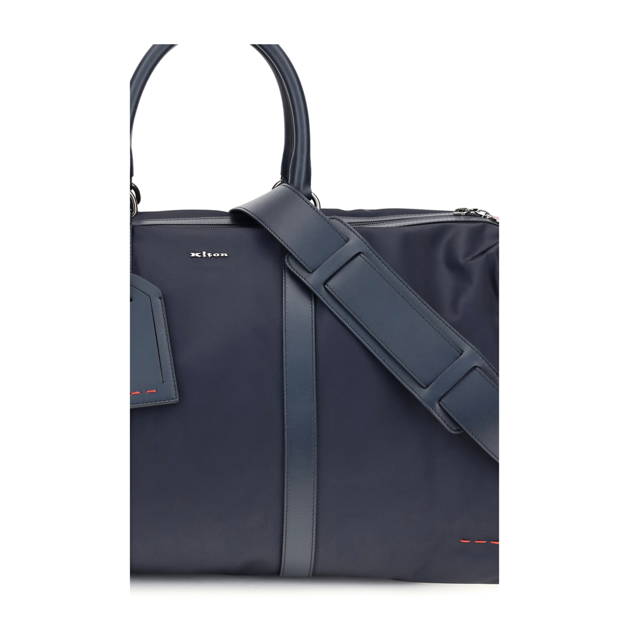 MAYFEYR - Kiton - Leather Trim Travel Duffle Bag - UBA0158N0127002BLUNAVY