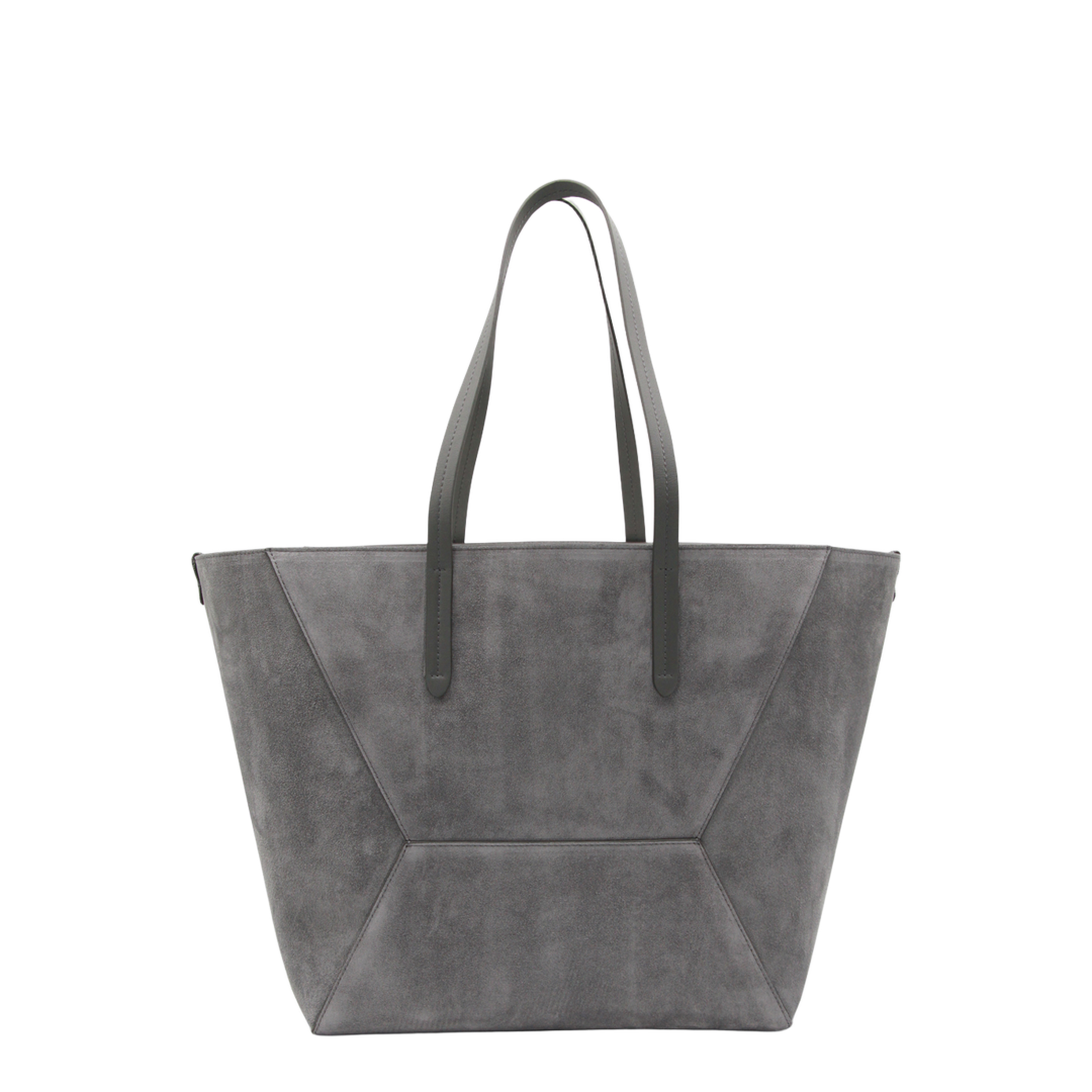 Duo Medium Suede Shopper Tote - Grigio