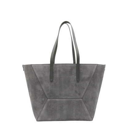 Duo Medium Suede Shopper Tote - Grigio
