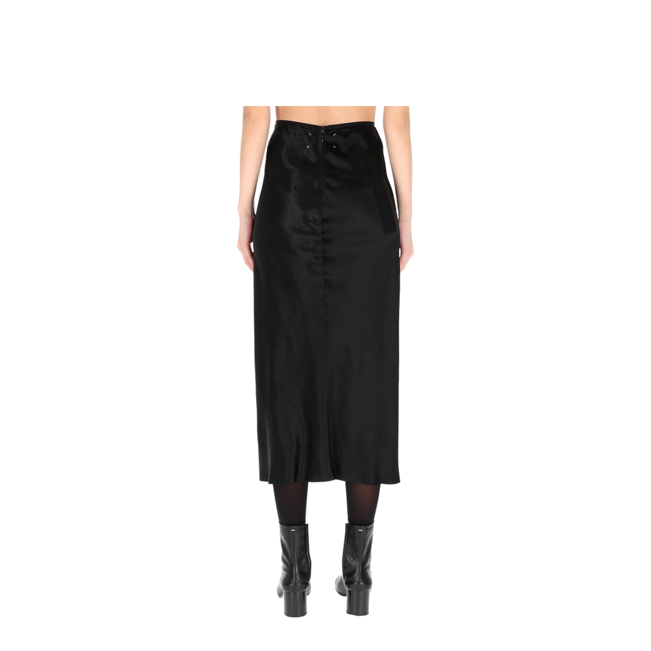 Black Satin Midi Skirt