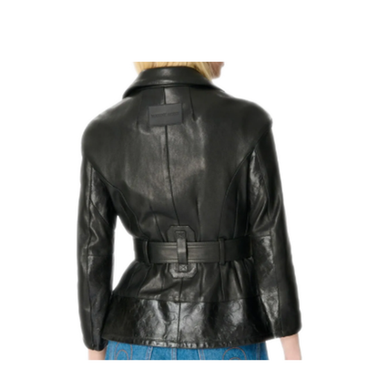 MAYFEYR - Marine Serre - Glossy Moon Leather Perfecto - WJA071ACLEA0071BK99