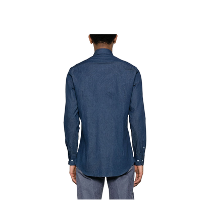 Indigo Blue Cotton Paisley Print Shirt