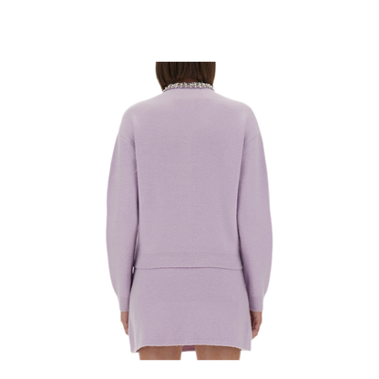 MAYFEYR - Self Portrait - Knitted Cardigan With Crystals - PF25085CLLILAC