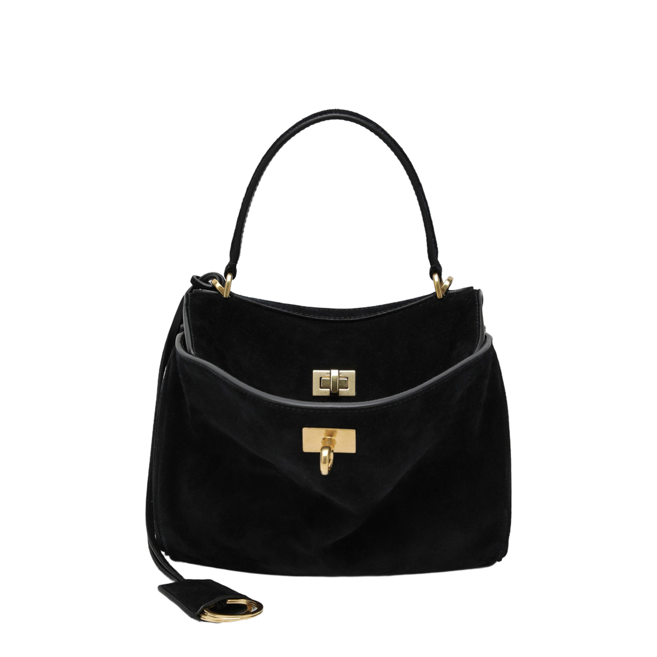 Black Suede Mini Rodeo Handbag