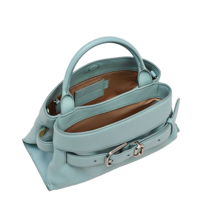 Satchel Small Leather Handbag Blue