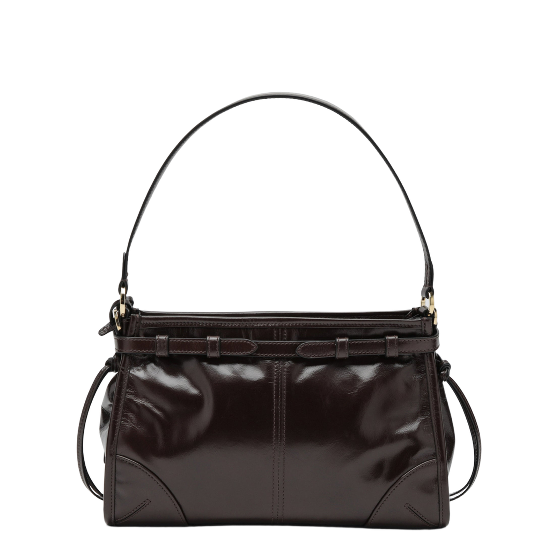 MAYFEYR - Prada - Bonnie Small Hobo Handbag In Calf Leather, Dark Brown - 1BC297OOM2CYRF01D6