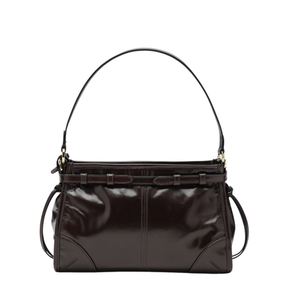 MAYFEYR - Prada - Bonnie Small Hobo Handbag In Calf Leather, Dark Brown - 1BC297OOM2CYRF01D6