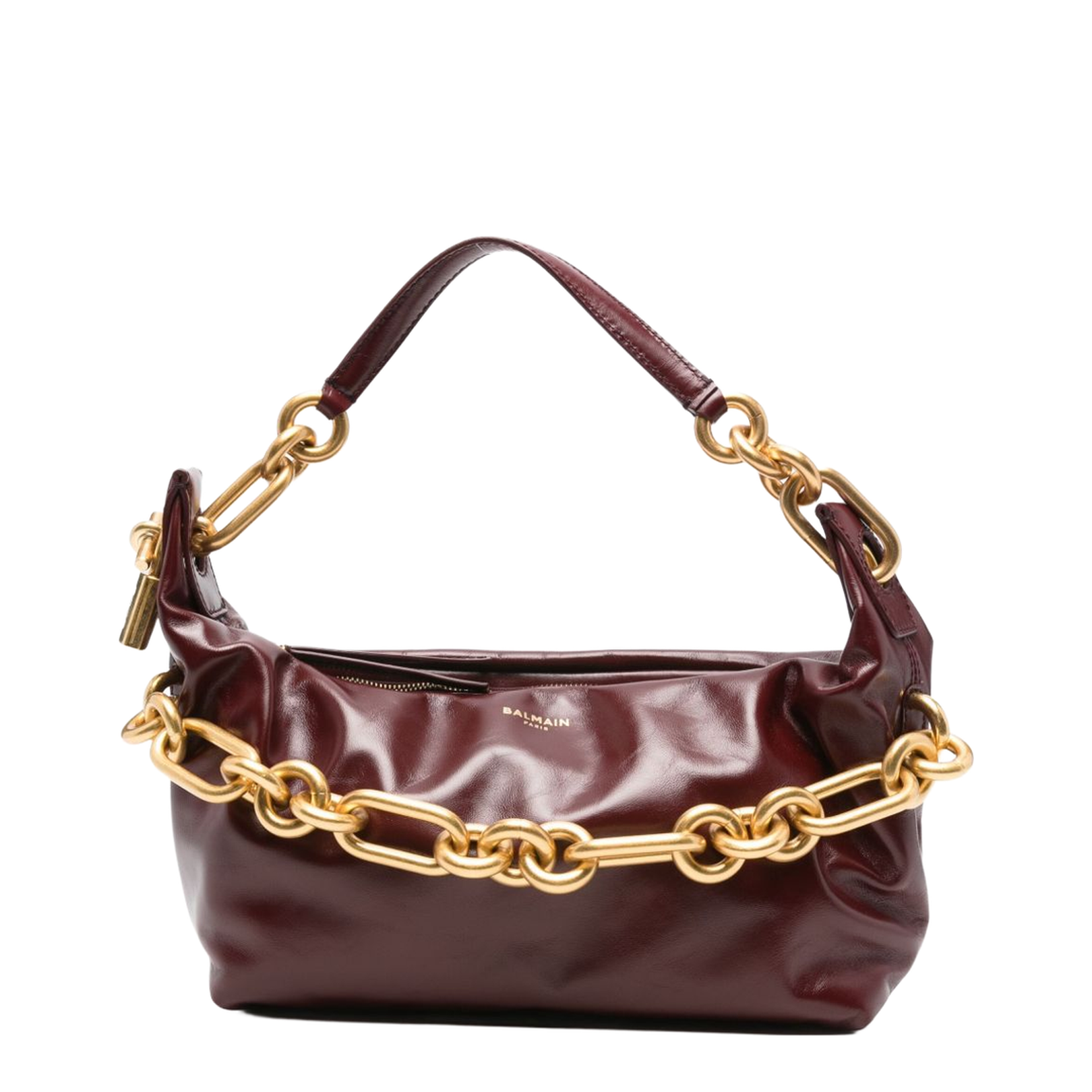 Sync Medium Leather Shoulder Bag - Bordeaux - Blush Lux