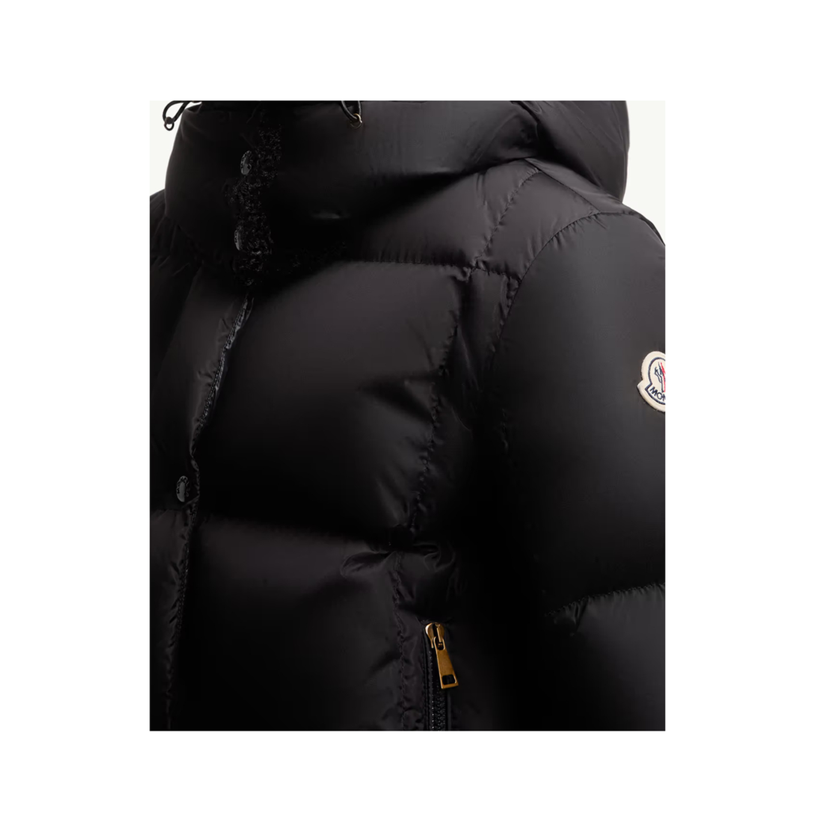 Black Castelnou Square-Quilted Hooded Short Down Jacket
