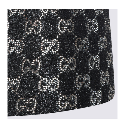 Embroidered Wool Tweed Lamé Shorts