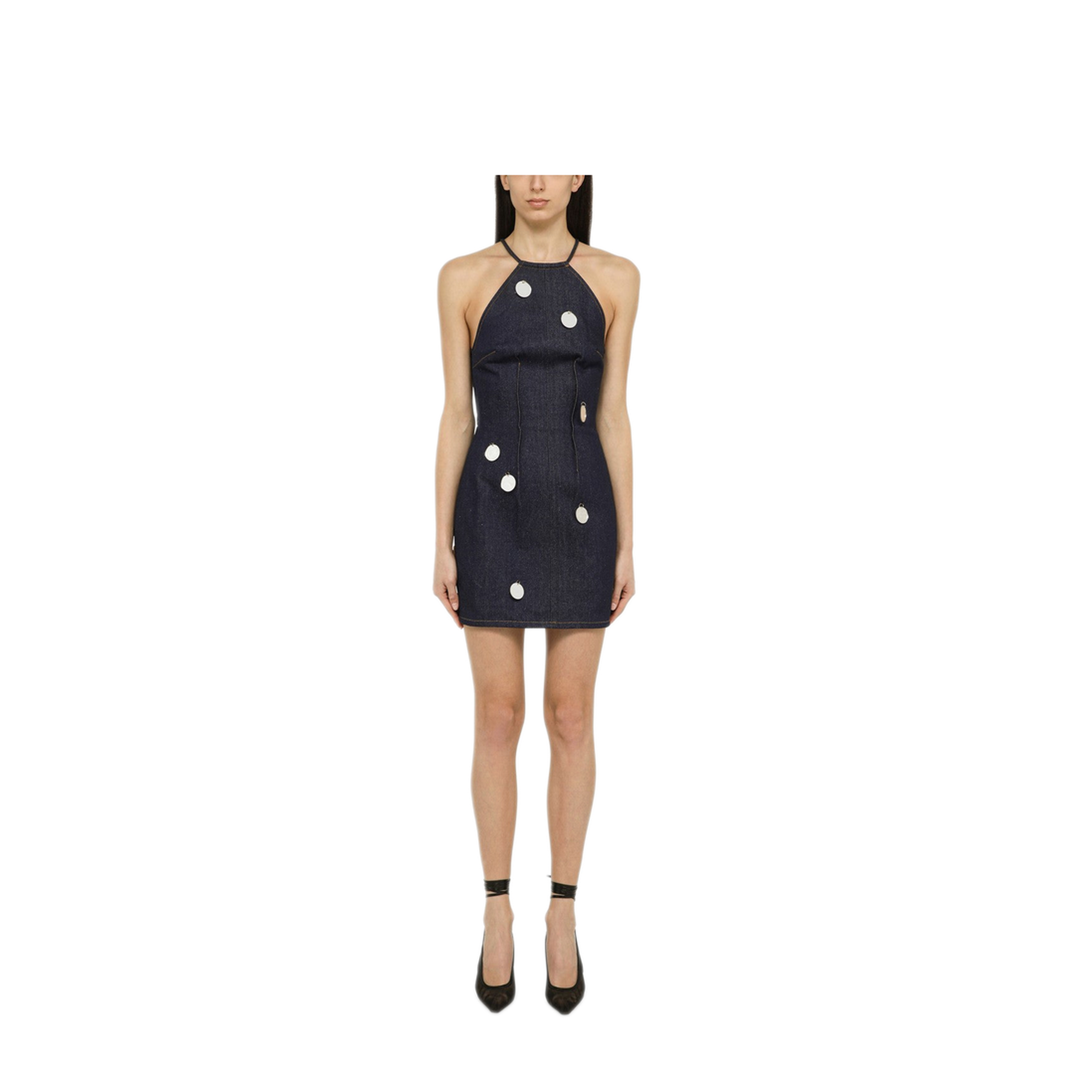 MAYFEYR - David Koma - Blue Denim Mini Dress With Mirrors - RE24DK62DDDEBL