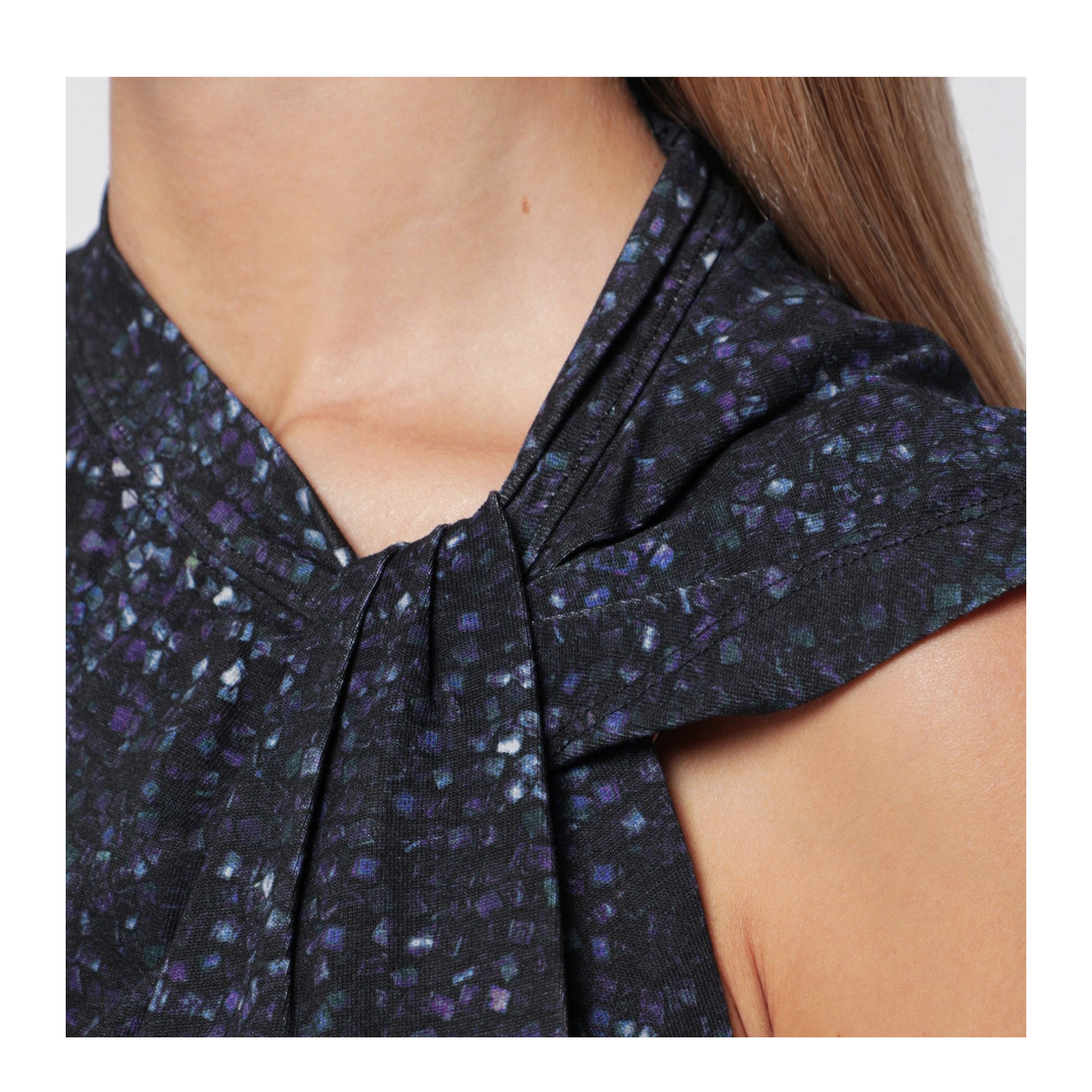 Nayda Asymmetrical T-Shirt with Midnight Blue Print