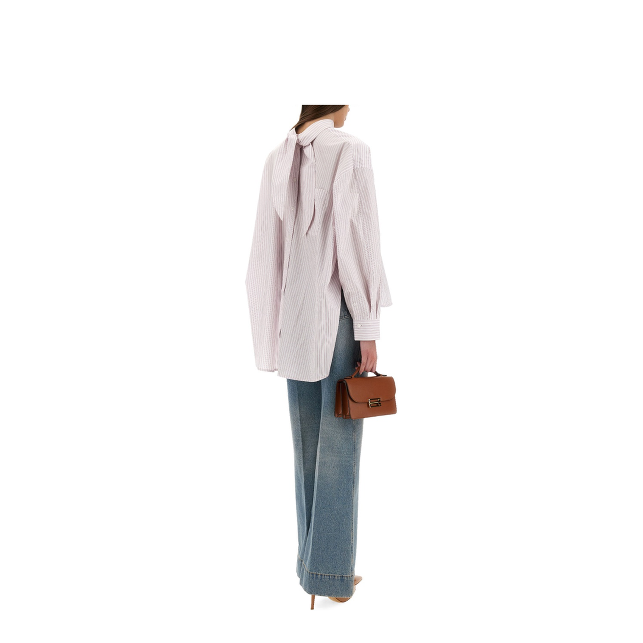 Blouse with Knotted Collar