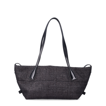 Small Track Tote Bag Raffia Black
