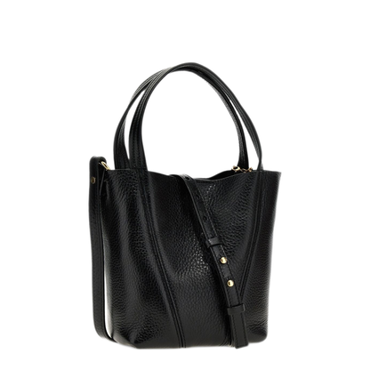 Spin Small Grained Cowhide Tote - Black
