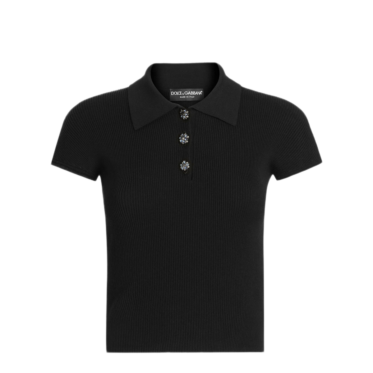 Ribbed Polo-Style Top