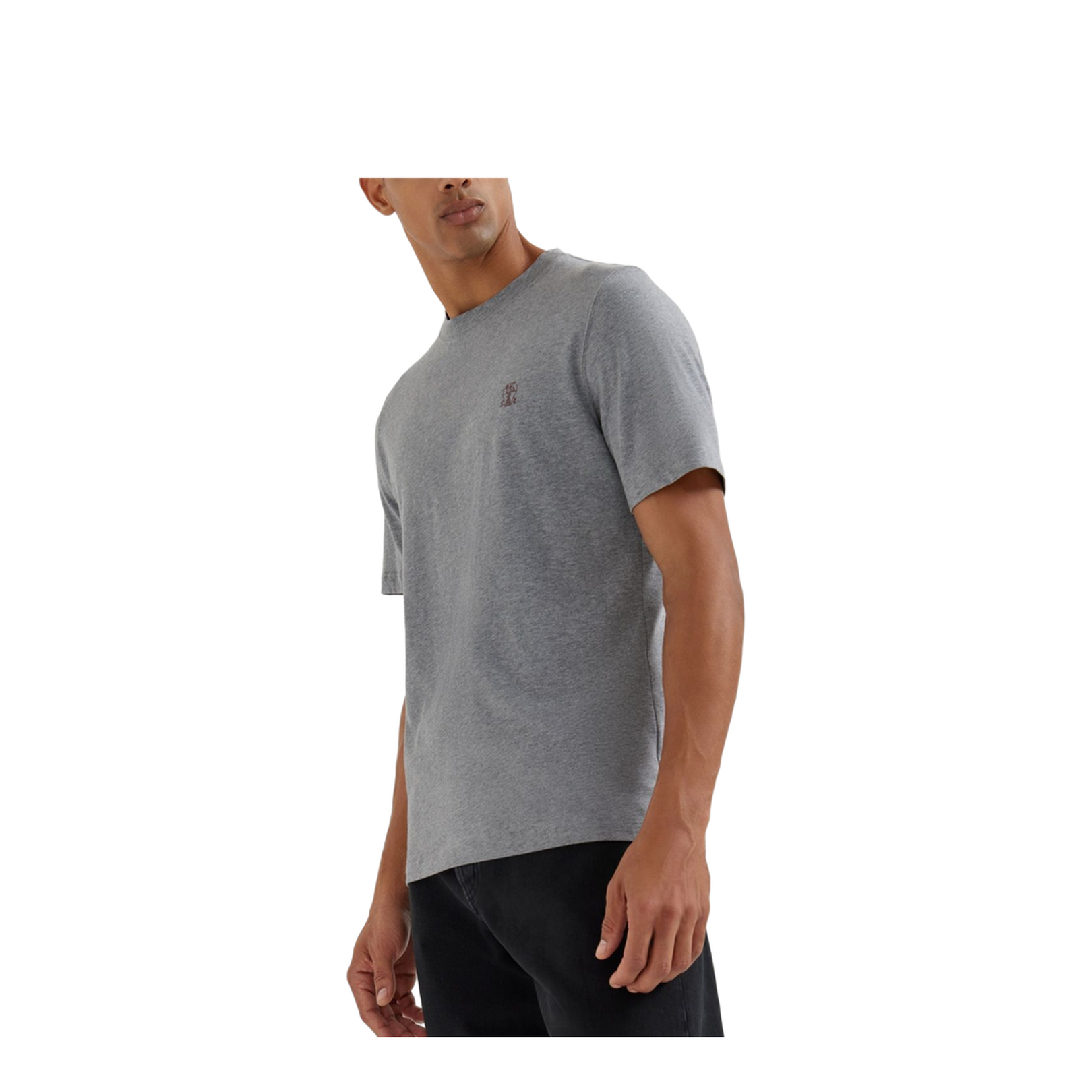 Jersey T-shirt with Logo in Medium Grey