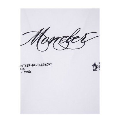 White Embroidered Logo Cotton T-Shirt