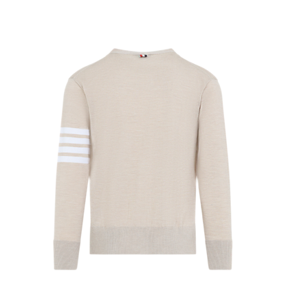 MAYFEYR - Thom Browne - Beige Wool Buttoned Cardigan - MKC002AY1014260