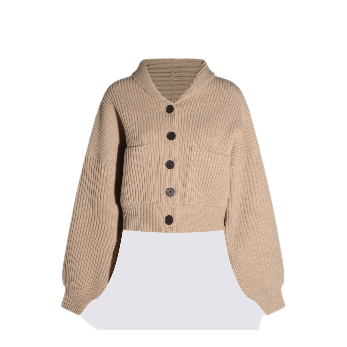 Ribbed Wool Cropped Cardigan