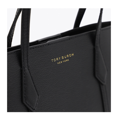 Perry Small Grained Leather Tote - Black