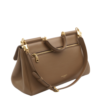 My Sicily Handbag in Plongé Calfskin in Brown