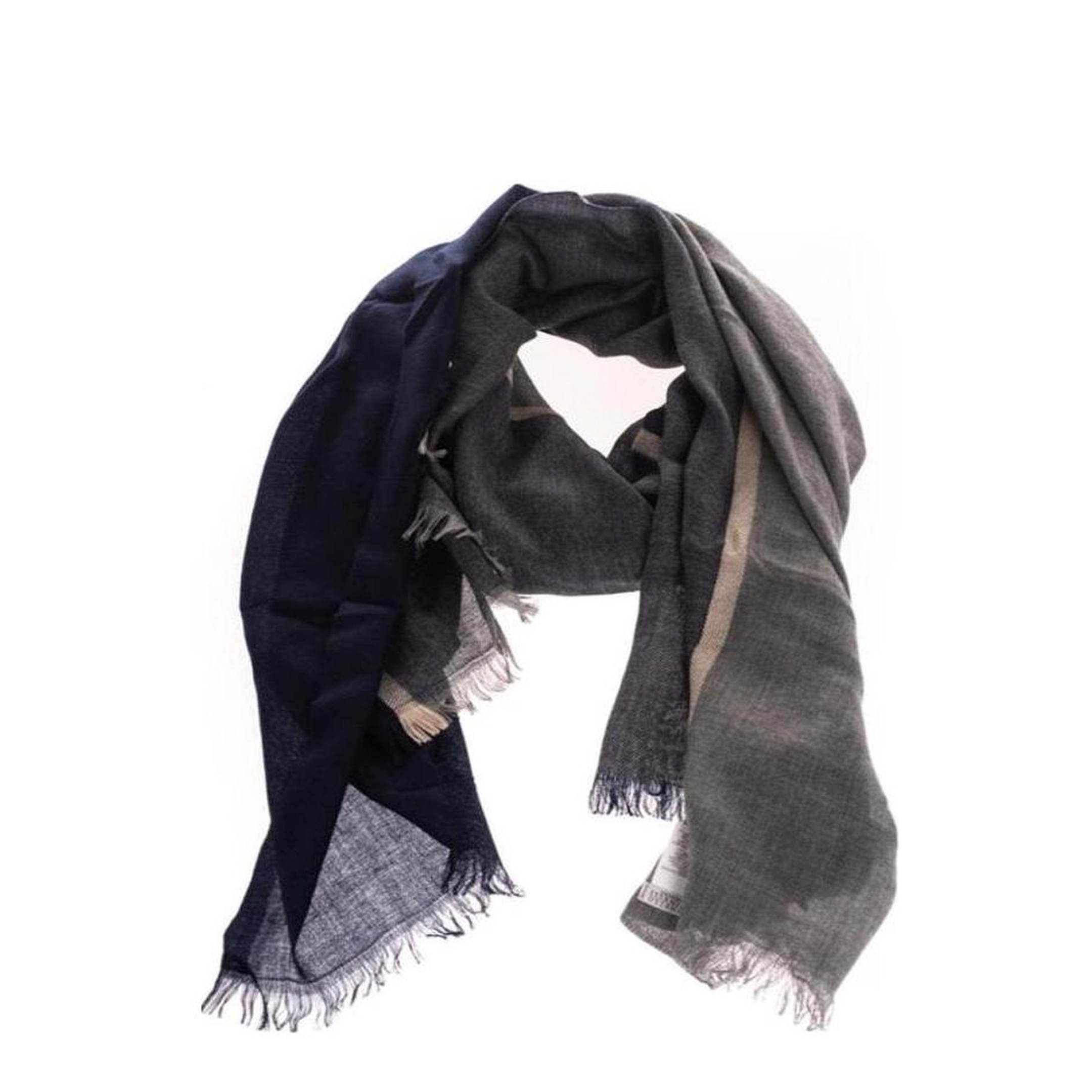 MAYFEYR - Brunello Cucinelli - Colorblock Scarf In Blue Marine Color - MSC606AVCU929