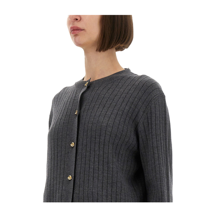 Wool Rib Cardigan in Anthracite