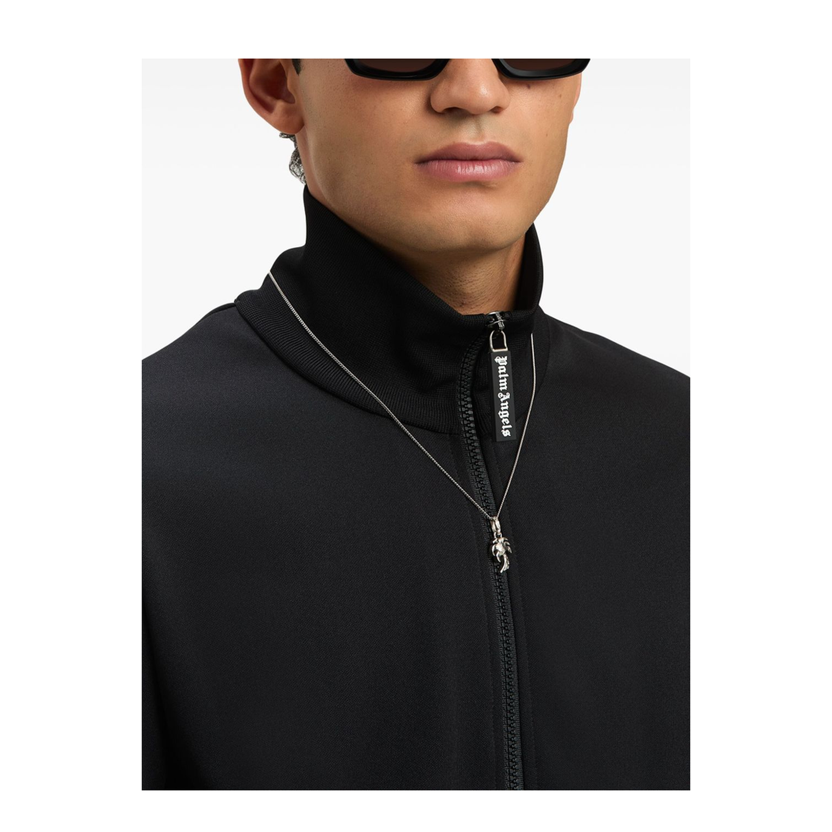 Back Curved Logo Track Jacket Black